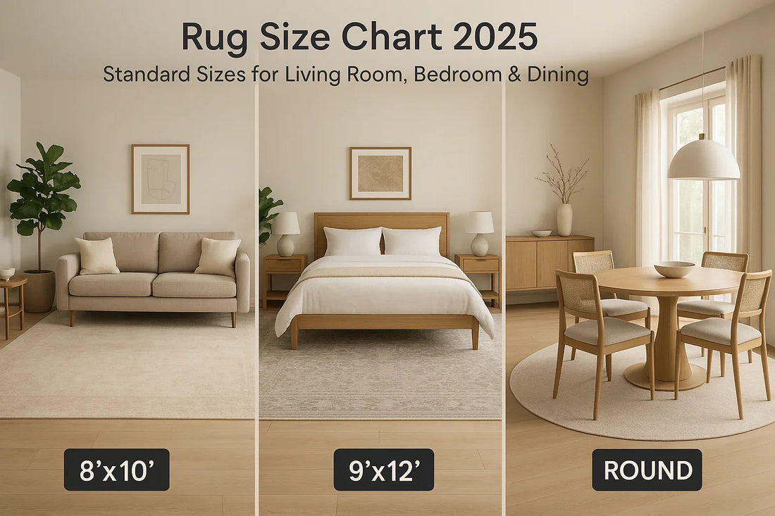 Rug Size Chart 2025 Standard Sizes for Living Room, Bedroom & Dining.