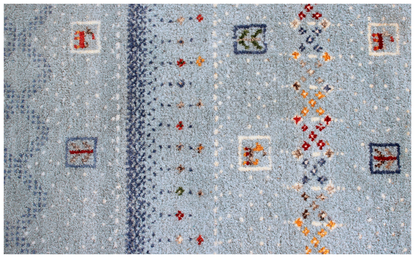 Hand Knotted Gabbeh Rug - Modern Teal Area Rug 8.6x11.6 Feet