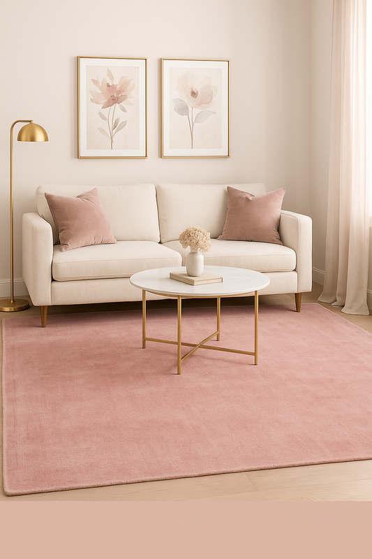 Handloom Solid Pink Rug - Custom Wool Area Rug Made to Order