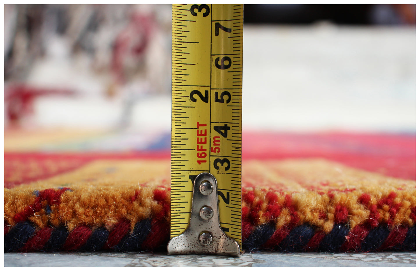 Hand Knotted Gabbeh Tribal Wool Rug 5.6x8 Navy Blue Red Multi Horizontal Stripes