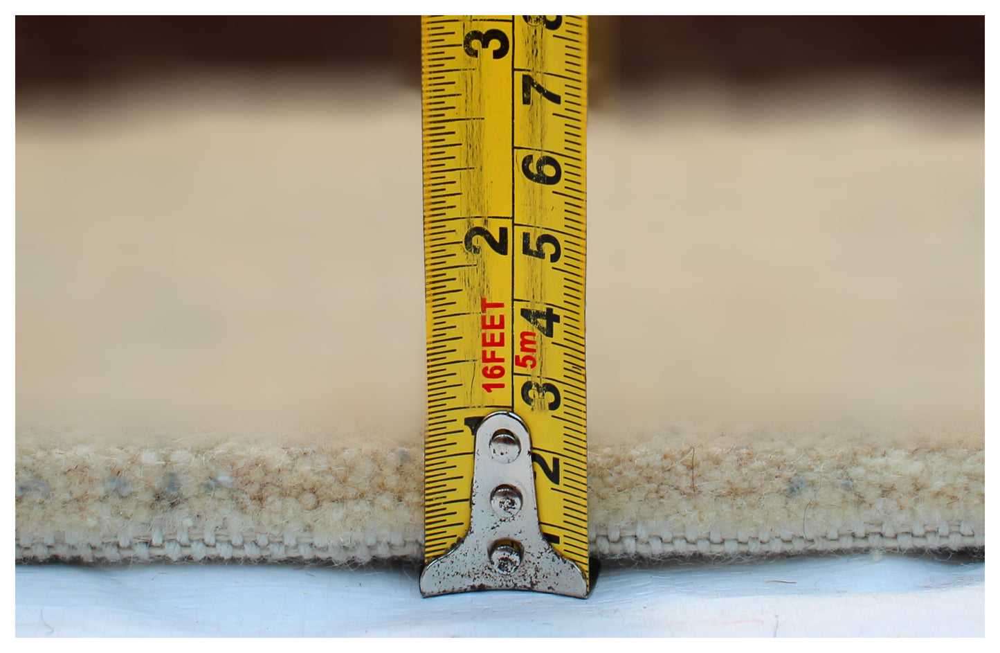 Beige Navy Blue 5.6x8 Hand Knotted Modern Abstract Area Rug