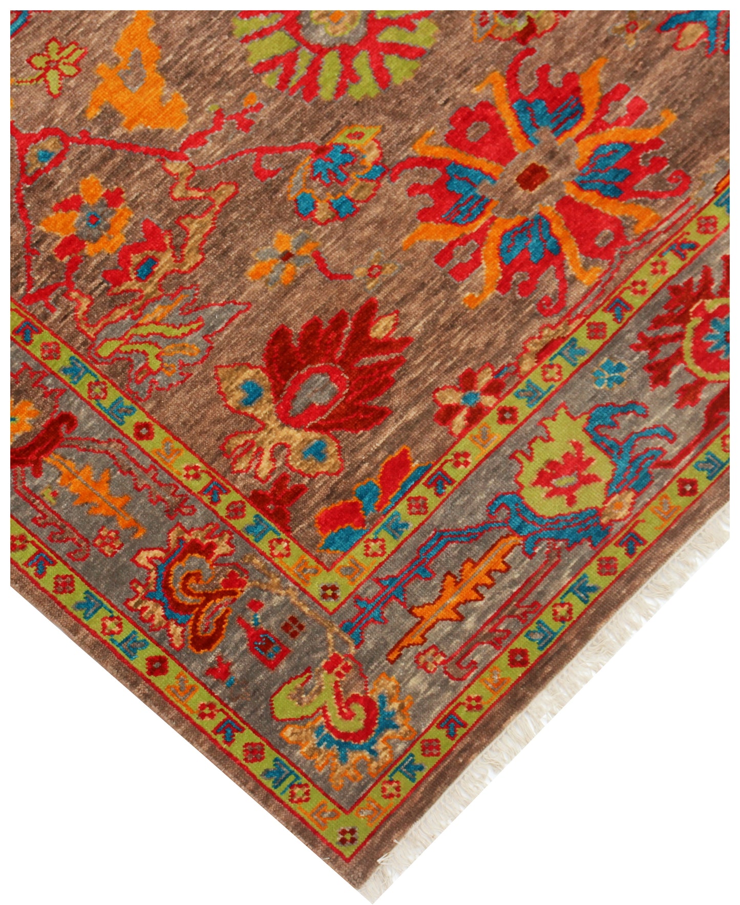8x10 Wool Area Rug - Vintage Antique Oriental Oushak Vibrant Colorful Brown Grey