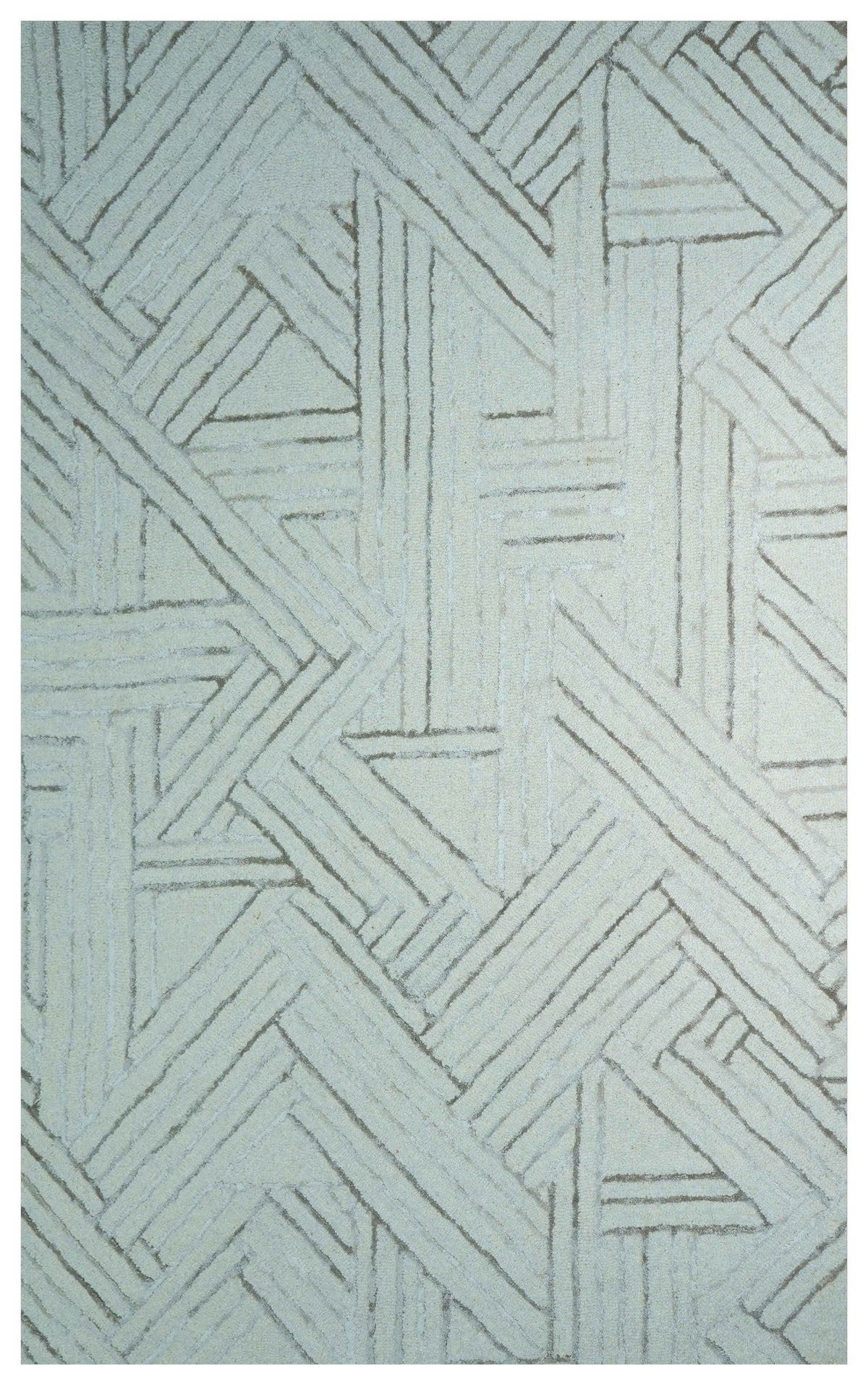 Ivory Brown Silver Abstract Geometric Chevron Lines Hand Tufted Wool Viscose Rug Cut Pile Contemporary 2x3 to 12x15 - Bulk Manufacturing Orders