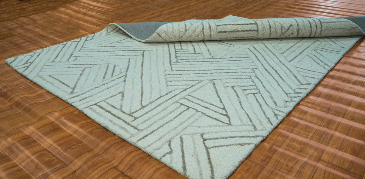 Ivory Brown Silver Abstract Geometric Chevron Lines Hand Tufted Wool Viscose Rug Cut Pile Contemporary 2x3 to 12x15