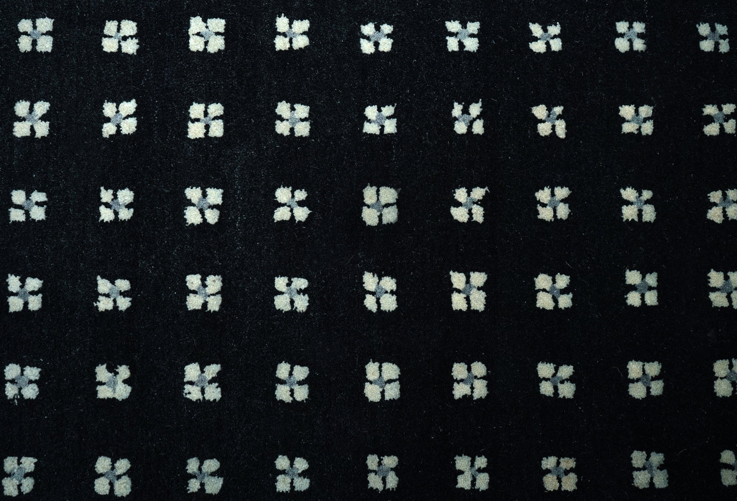 Navy Blue White Geometric Dots Hand Tufted Wool Area Rug - Cut Pile Modern Custom Sizes