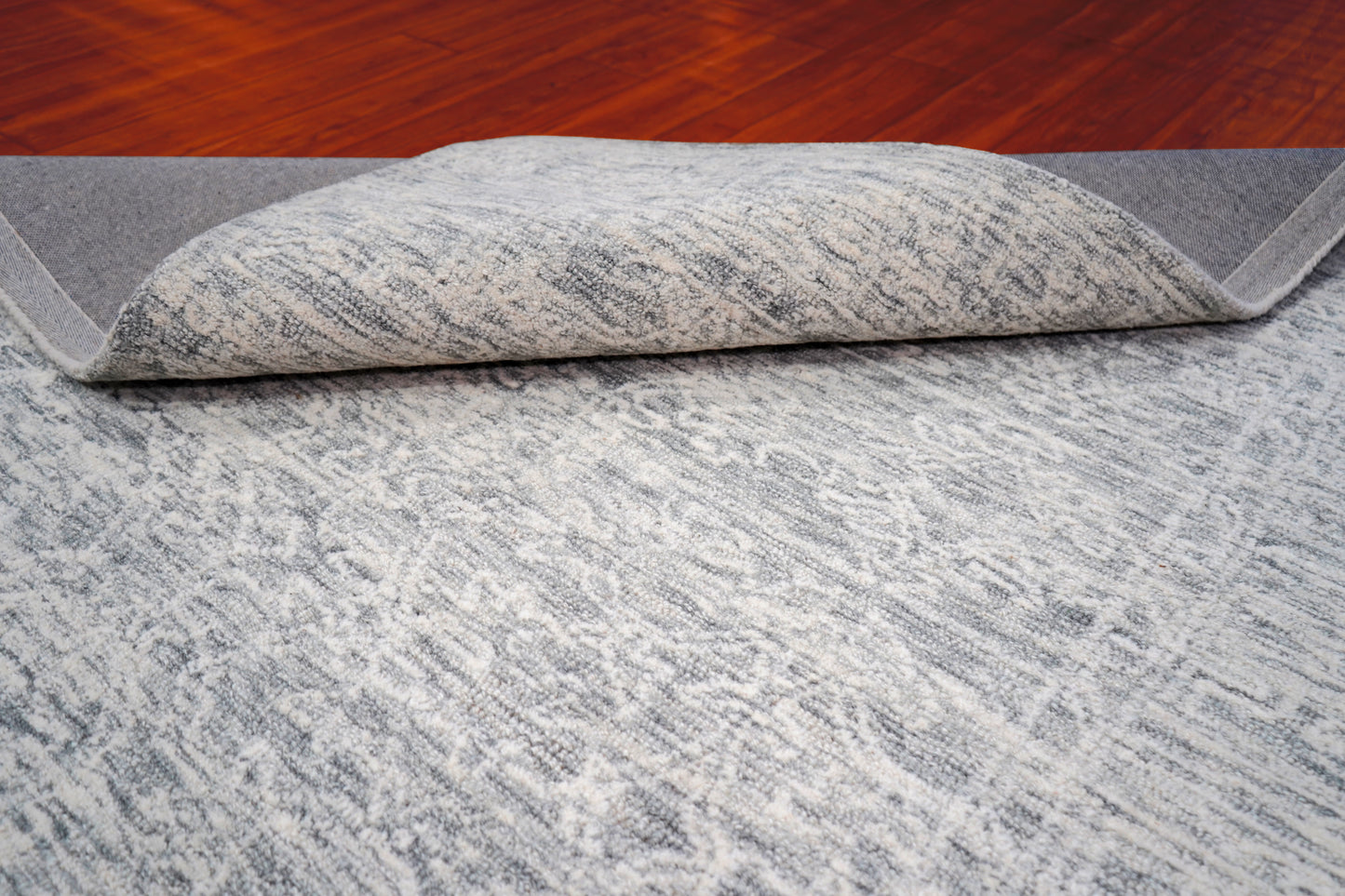 Light Blue Solid Textured Hand Tufted Wool Area Rug - Cut Pile Minimalist Custom Sizes