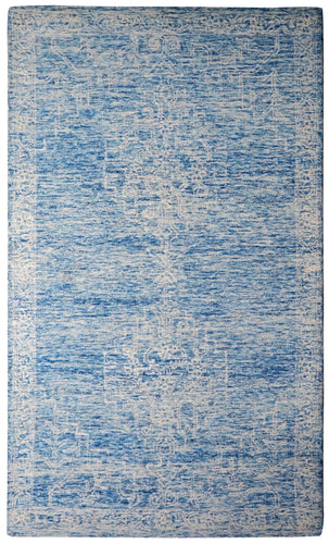 Light Blue Aqua Textured Solid Hand Tufted Wool Area Rug - Cut Pile Minimalist Custom Sizes