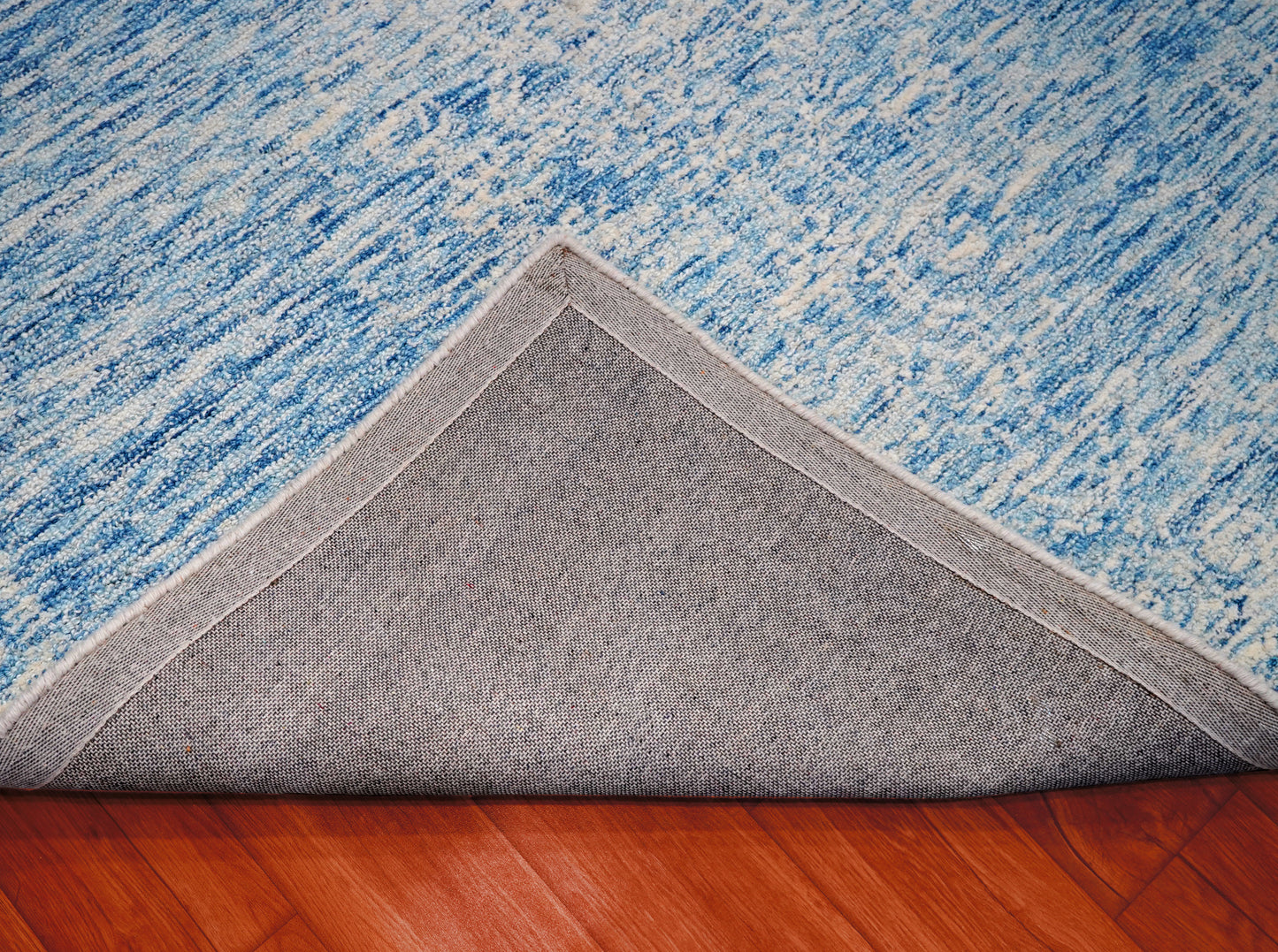 Light Blue Aqua Textured Solid Hand Tufted Wool Area Rug - Cut Pile Minimalist Custom Sizes
