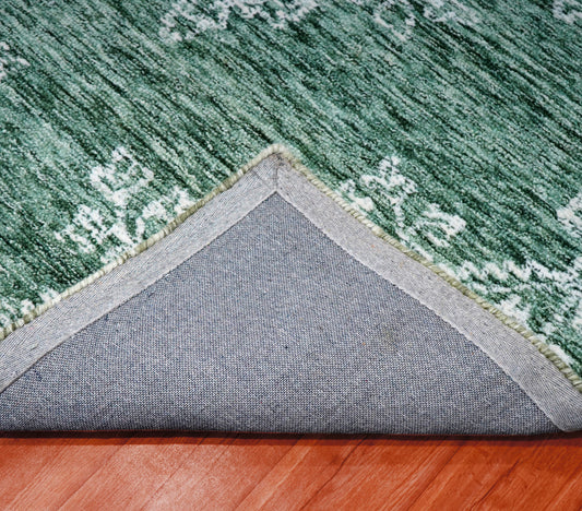 Teal Green Vintage Distressed Hand Tufted Wool Area Rug - Cut Pile Shabby Chic Custom Sizes