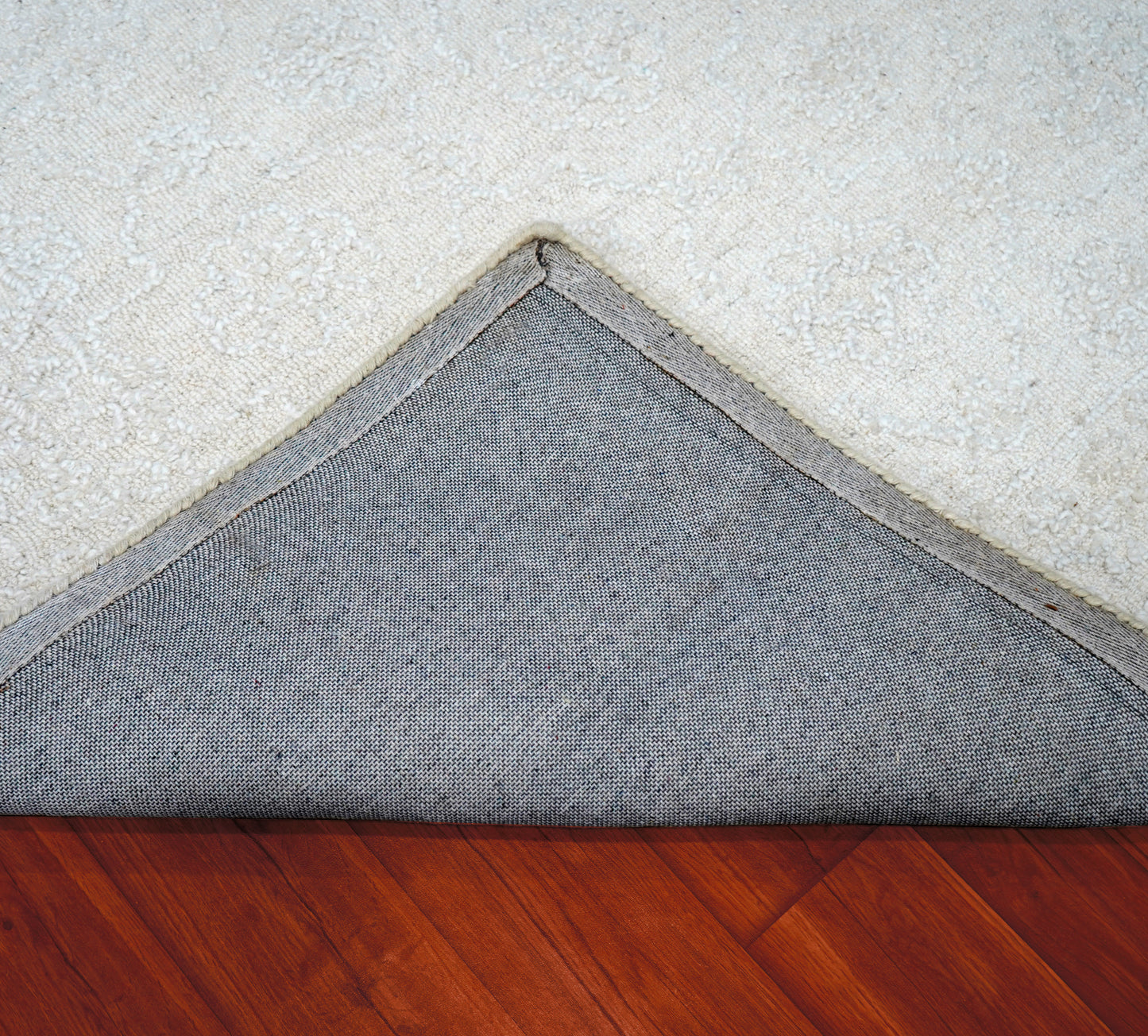 Ivory Textured Floral Hand Tufted Wool Area Rug - Cut Pile Elegant Custom Sizes