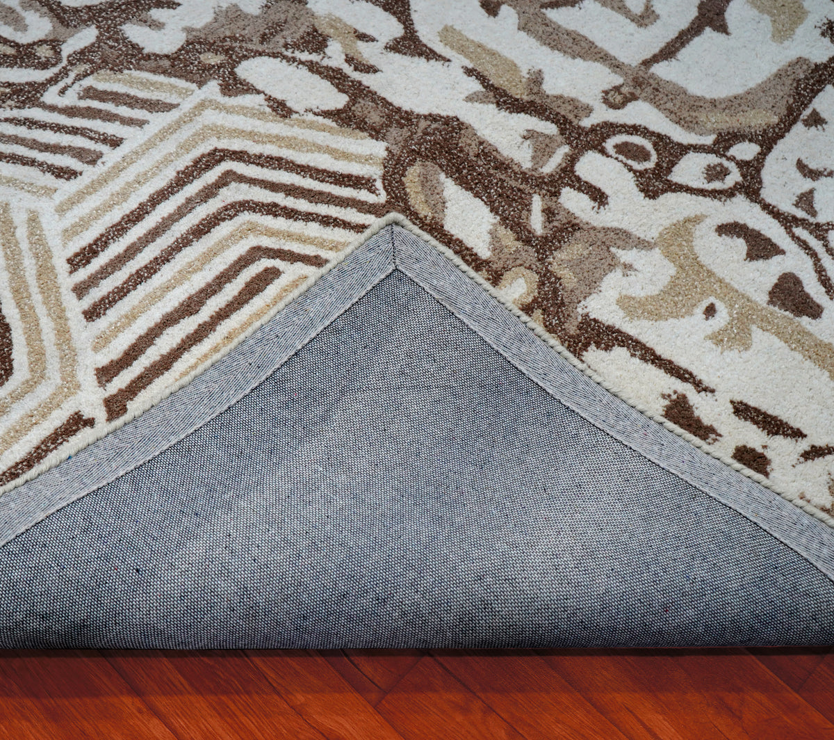 Aqua Grey Geometric Chevron Floral Hand Tufted Wool Area Rug - Cut Pile Contemporary Custom Sizes