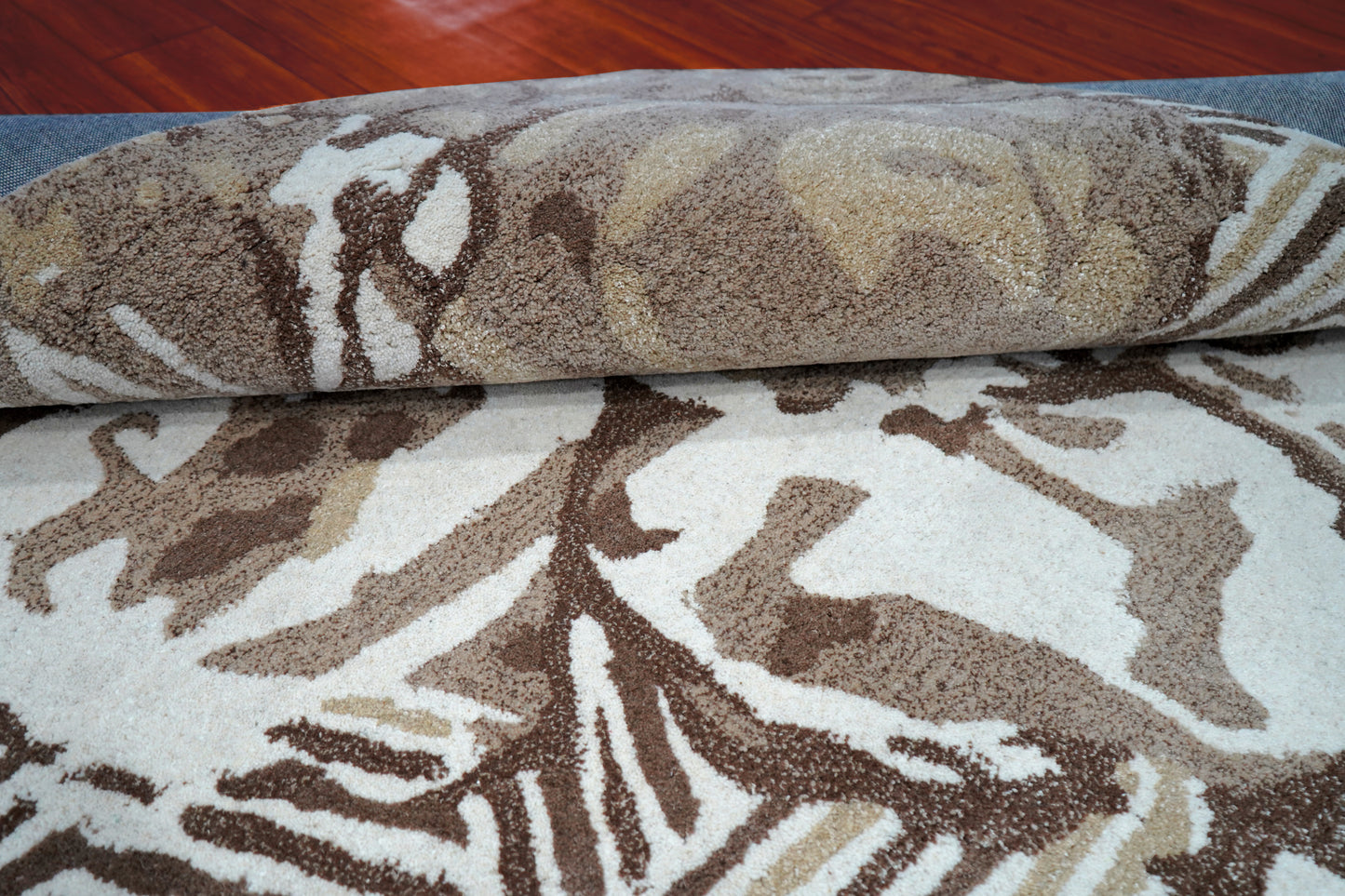 Aqua Grey Geometric Chevron Floral Hand Tufted Wool Area Rug - Cut Pile Contemporary Custom Sizes