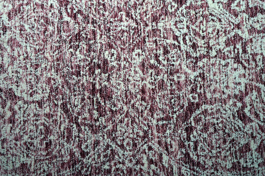 Purple Grey Vintage Distressed Floral Border Hand Tufted Wool Area Rug - Cut Pile Traditional Custom Sizes