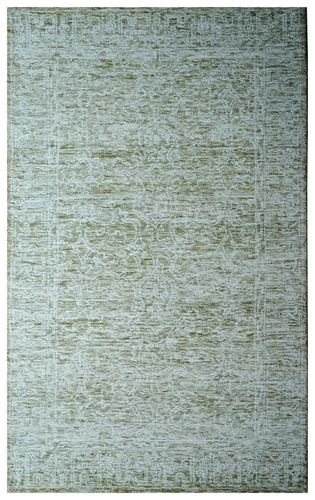 Green Beige Vintage Distressed Hand Tufted Wool Area Rug - Cut Pile Shabby Chic Custom Sizes