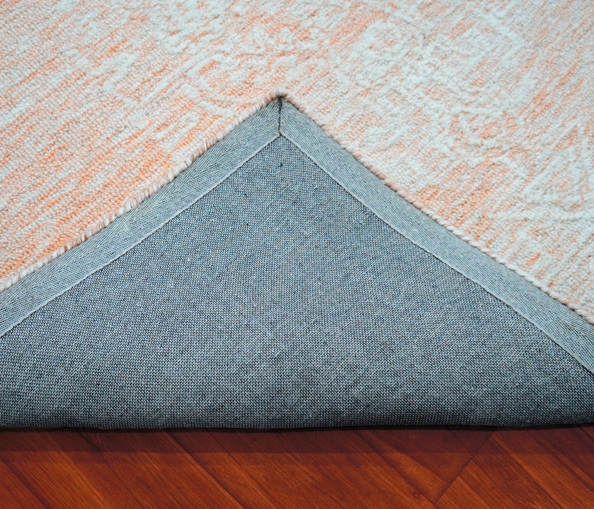 Aqua Beige Pink Vintage Floral Distressed Hand Tufted Wool Area Rug - Cut Pile Shabby Chic Custom Sizes