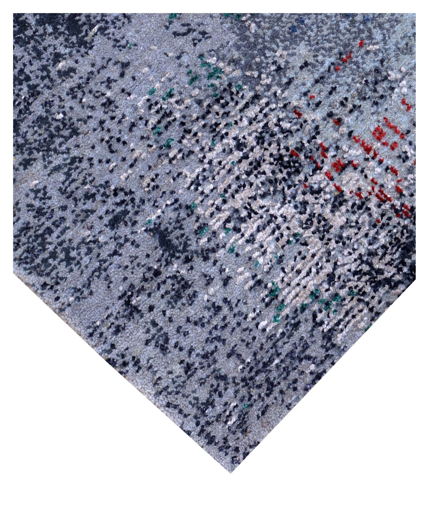 Silver Grey Navy Teal Mauve Crimson Cloud Modern Abstract Hand Knotted Wool Viscose 85 KPSI 4.6x7 Area Rug