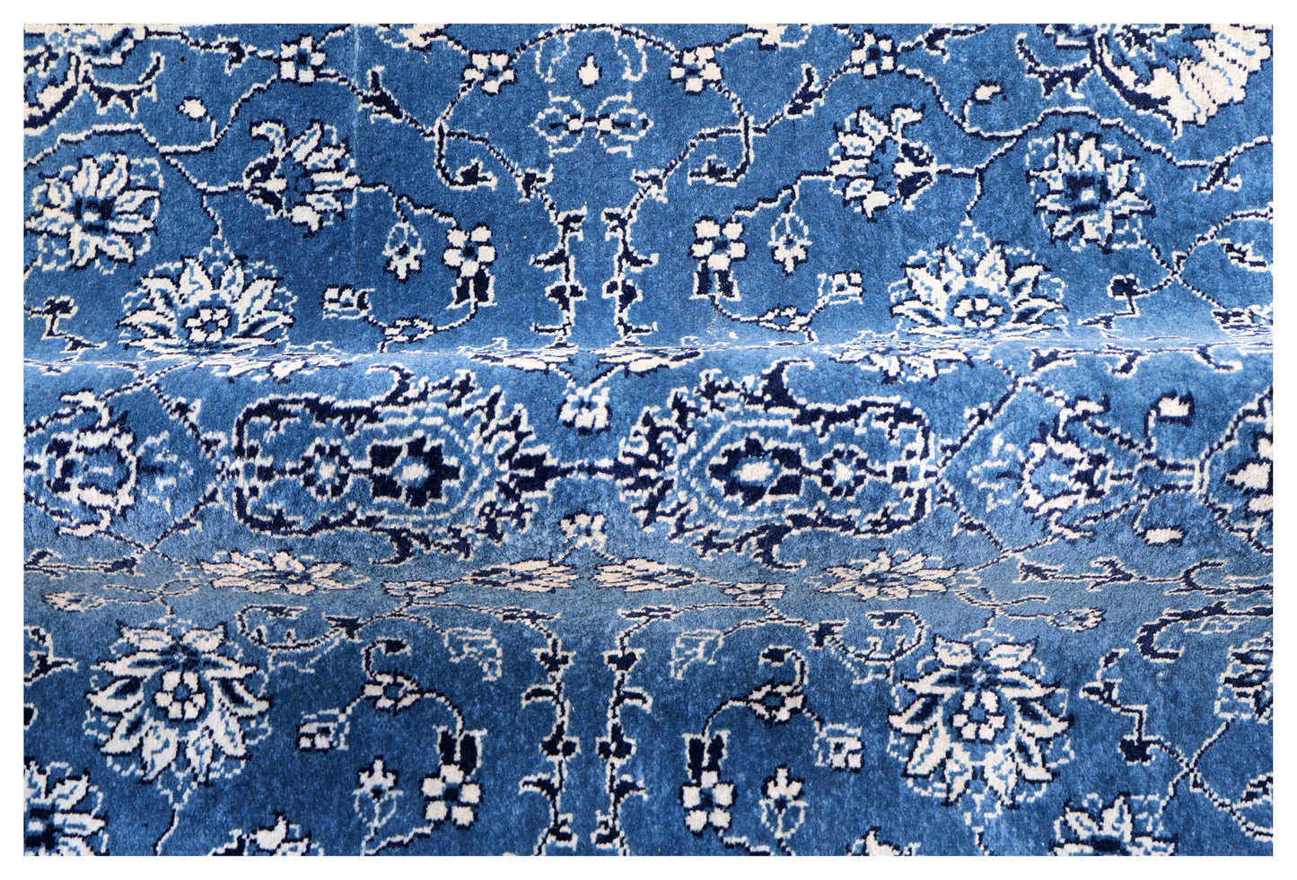 Royal Blue Cobalt Navy Monochrome Persian Floral Hand Knotted Wool 4x6 Bhadohi Area Rug