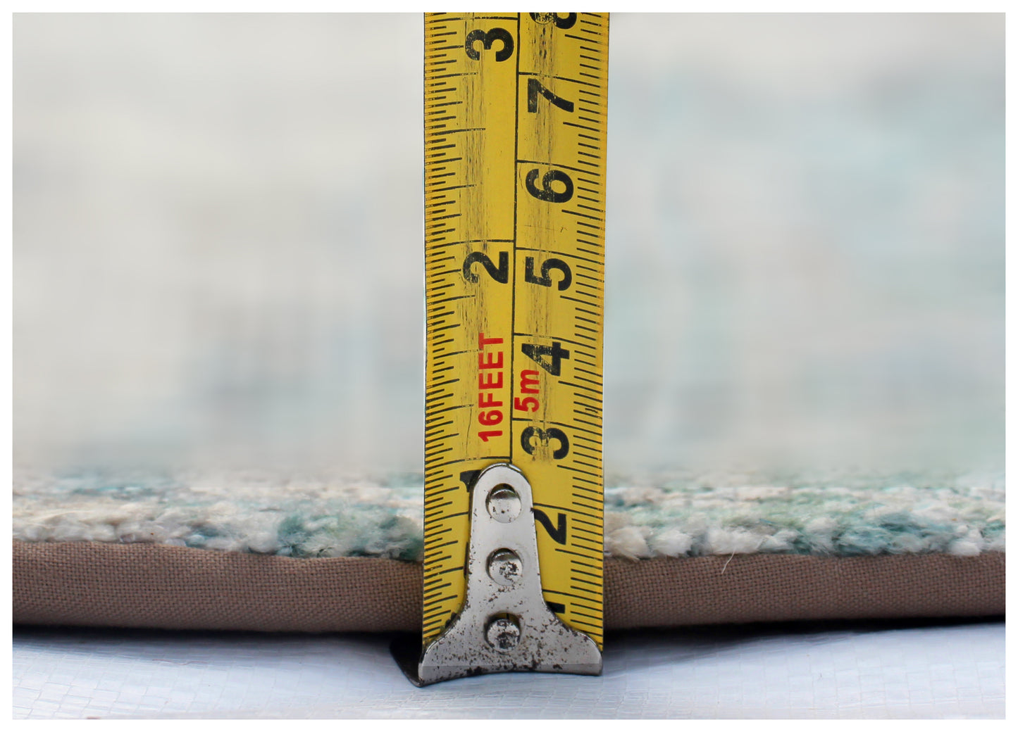 Wool Viscose Vintage Antique 8x9.6 Area Rug - Beige Teal Grey Hand Knotted Abstract Distressed