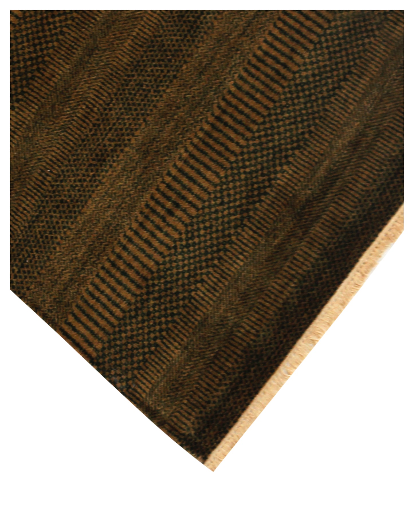 2.6x10 Hand Knotted Wool Runner Rug – Modern Olive Striped Design.