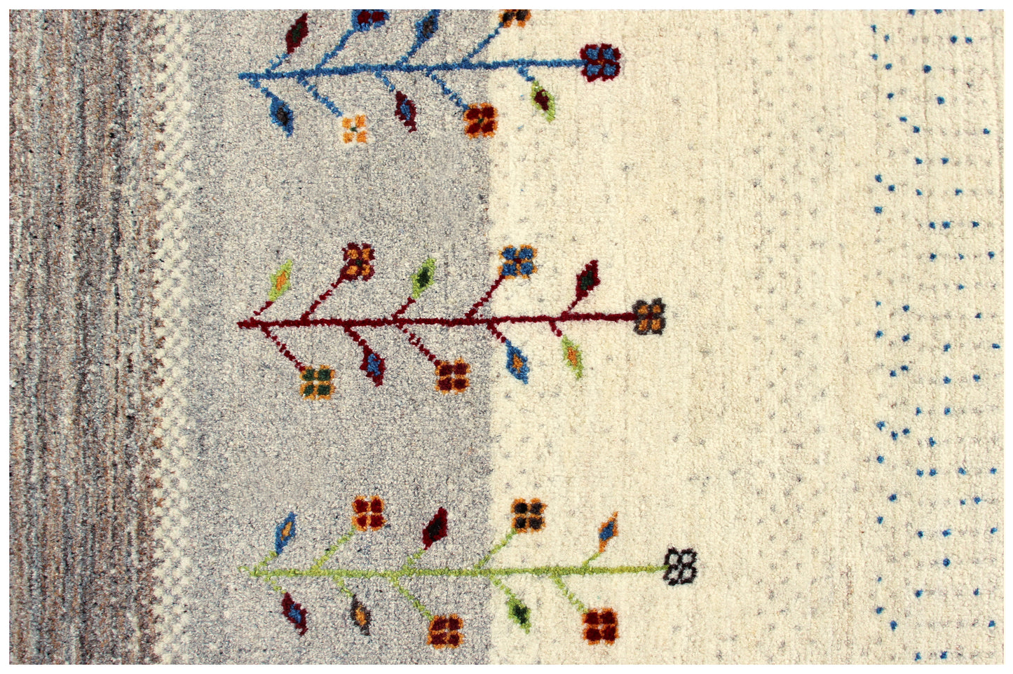 Hand Knotted Gabbeh Tribal Wool Rug 5.6x8- Beige Brown Tree Motif