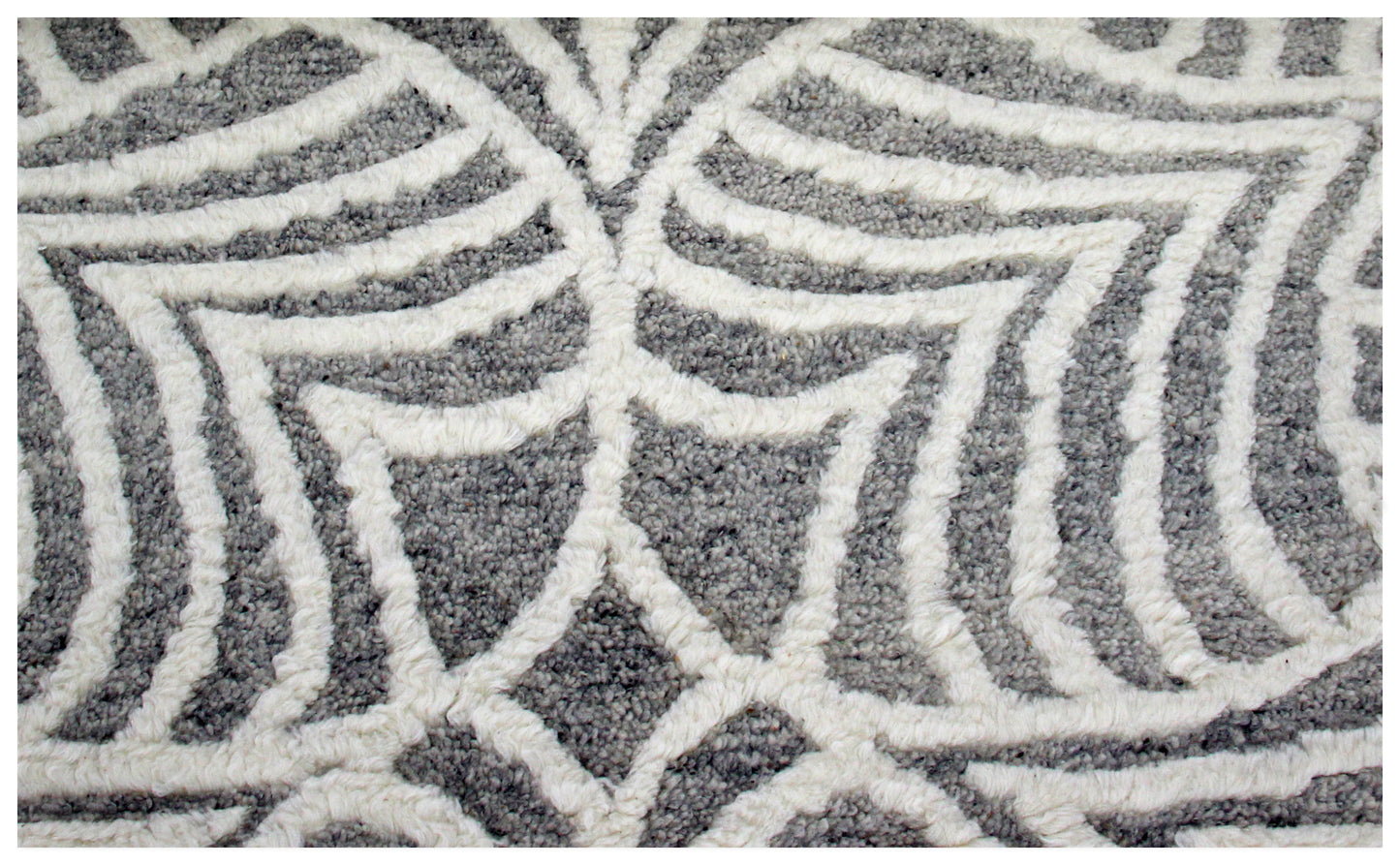 Hand Knotted Ivory Gray Modern Swirl Rug - Hand Carved Texture Area Rug 5.6x8