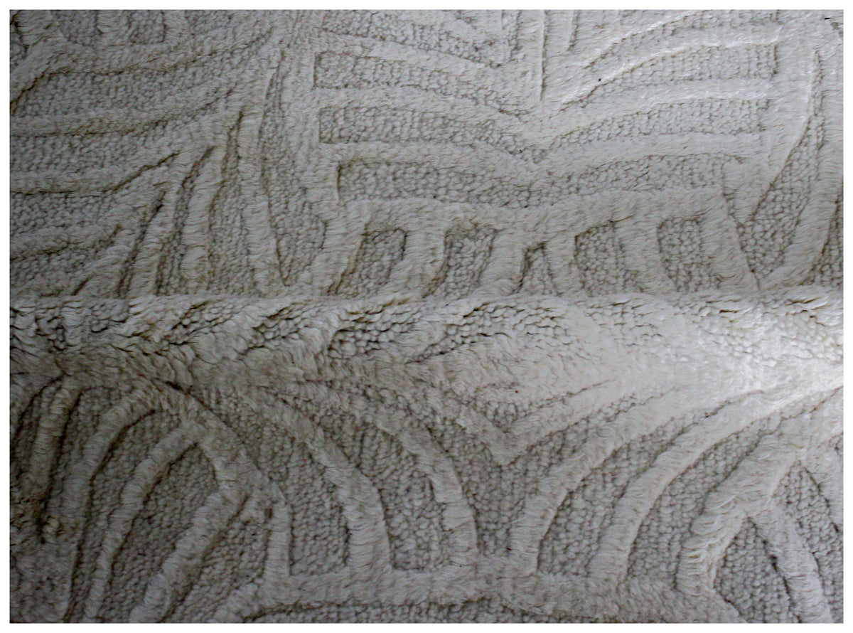 Hand Knotted Ivory Swirl Rug - Hand Carved Texture Area Rug 5.6x8 Feet