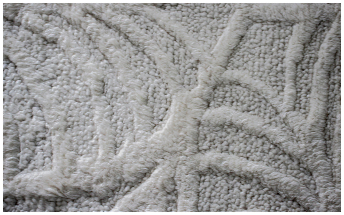 Hand Knotted Ivory Swirl Rug - Hand Carved Texture Area Rug 5.6x8 Feet