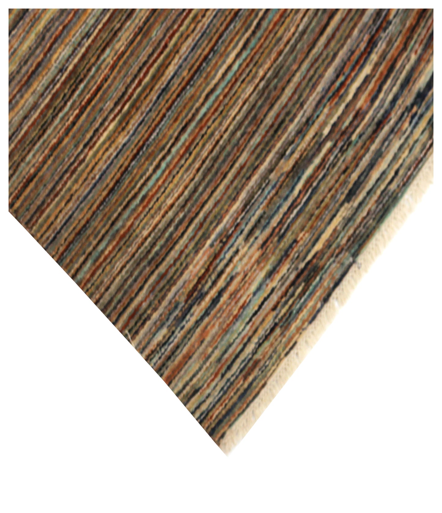 Hand Knotted Striped Modern Transitional Rug - Earth Tones Runner
