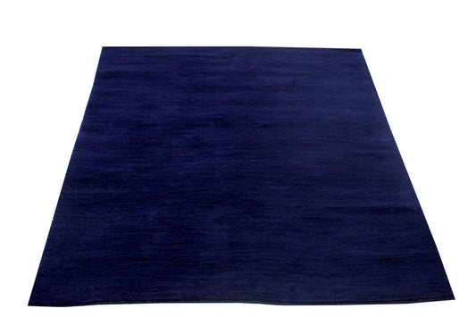 Handloom Solid Blue Rug - Natural Wool Area Rug Multiple Sizes