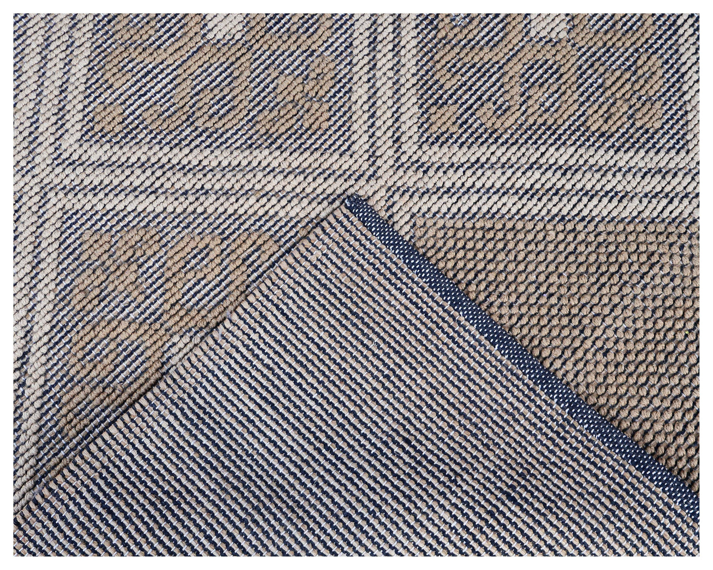 Natural Brown Ivory Diamond Geometric Woven Jute 4x5.6 Bhadohi Area Rug