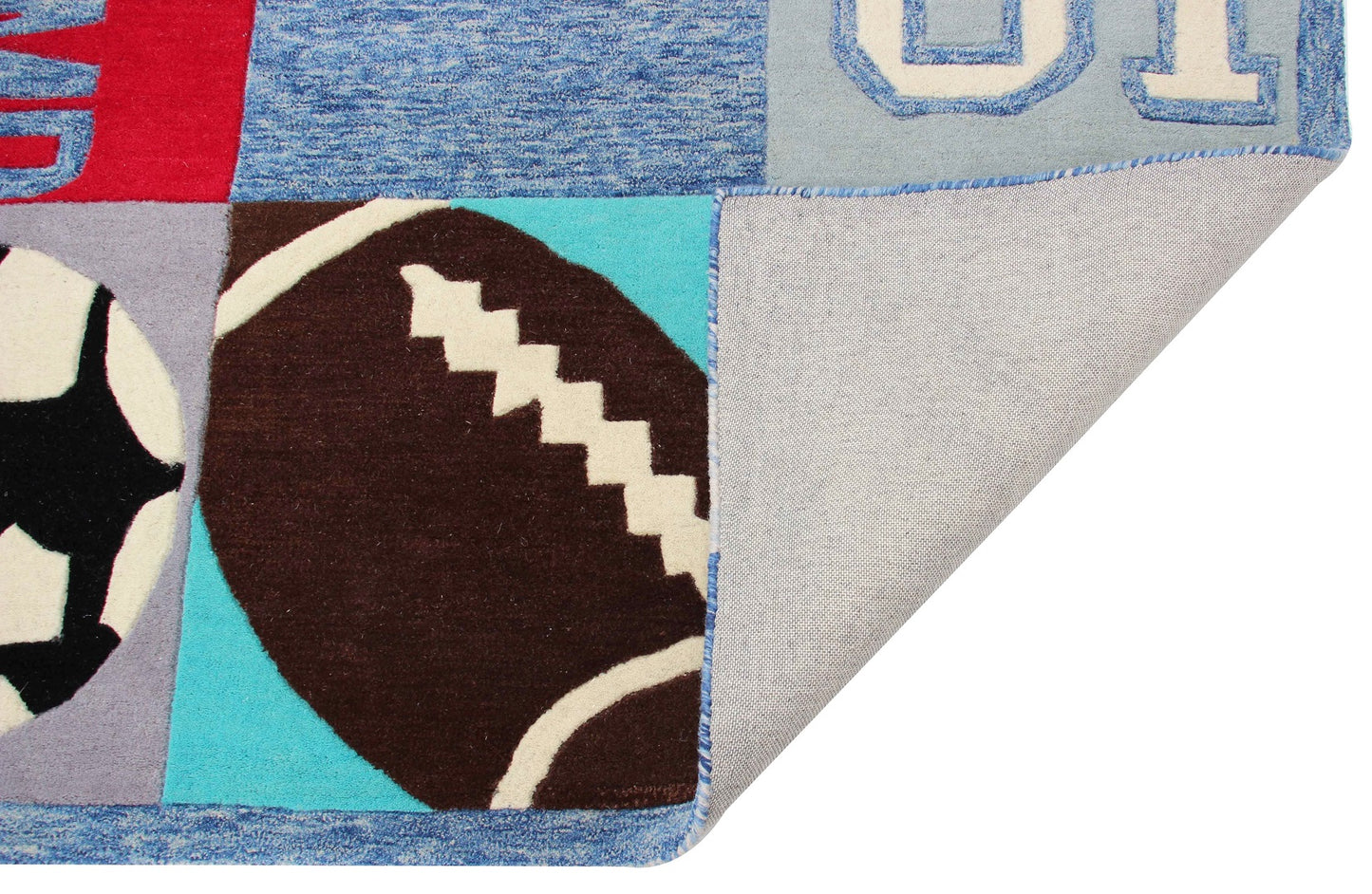Sports Ball Kids Rug | Multi Size Colorful Hand-Tufted Athletic Theme Play Mat for Boys Room