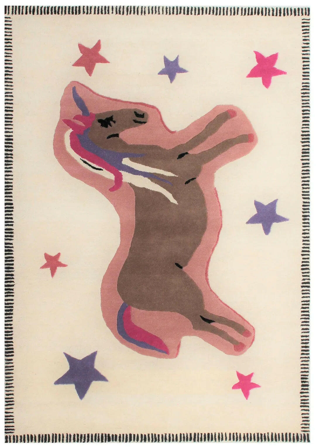 Beige and Brown Unicorn Theme Hand-Tufted multi size playful kids rug.
