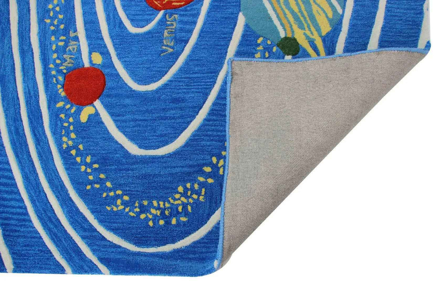 Hand Tufted Solar System Kids Rug - Educational Space Learning Rug for Classroom
