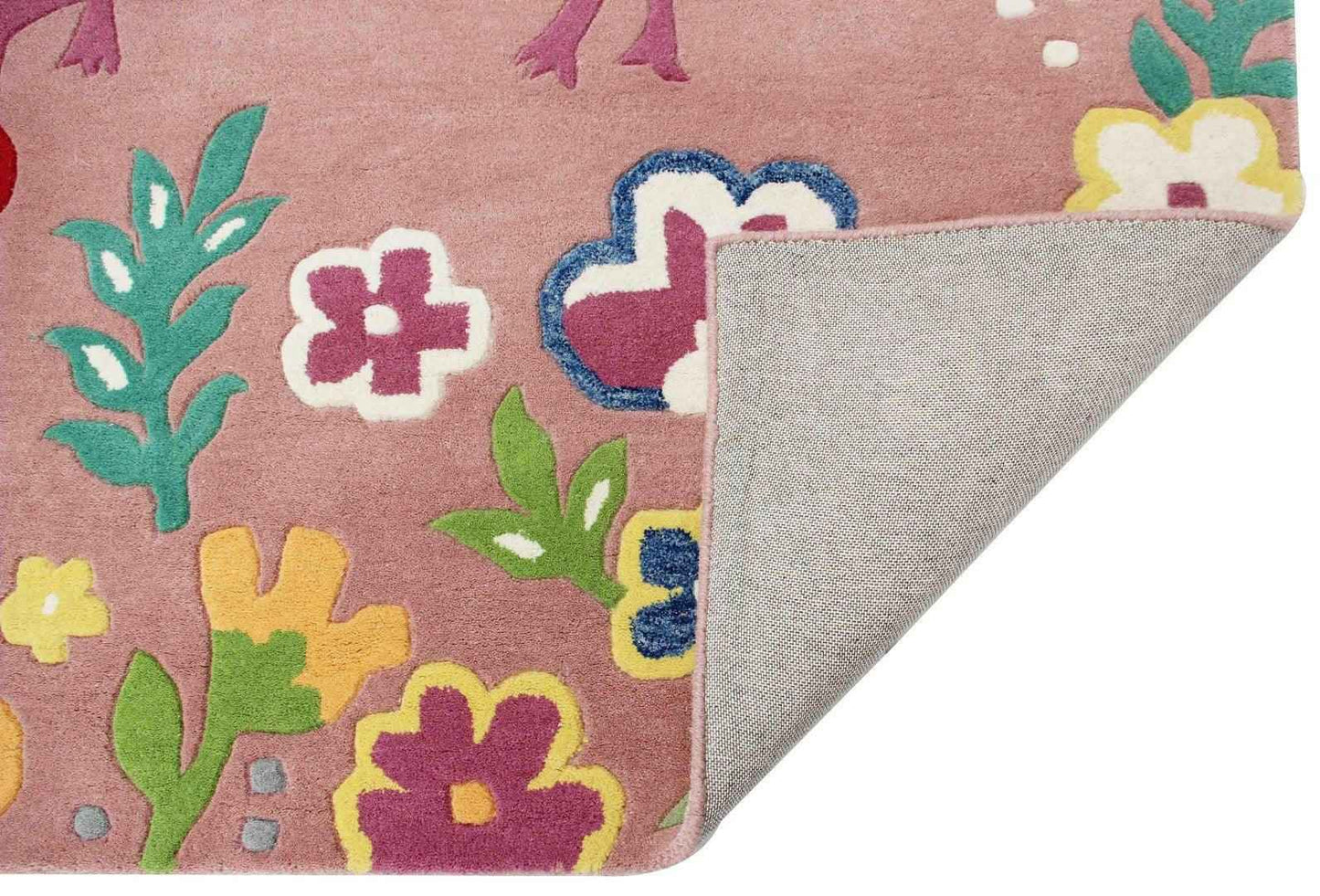 Hand Tufted Love Birds Flowers Kids Rug - Educational Nature Learning Rug
