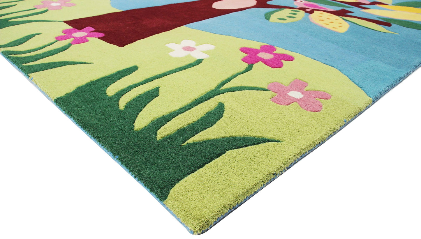 Colorful Birds & Owls Hand-Tufted Playful Custom Made Kids' Rug - Nature Design - Tufts Knots
