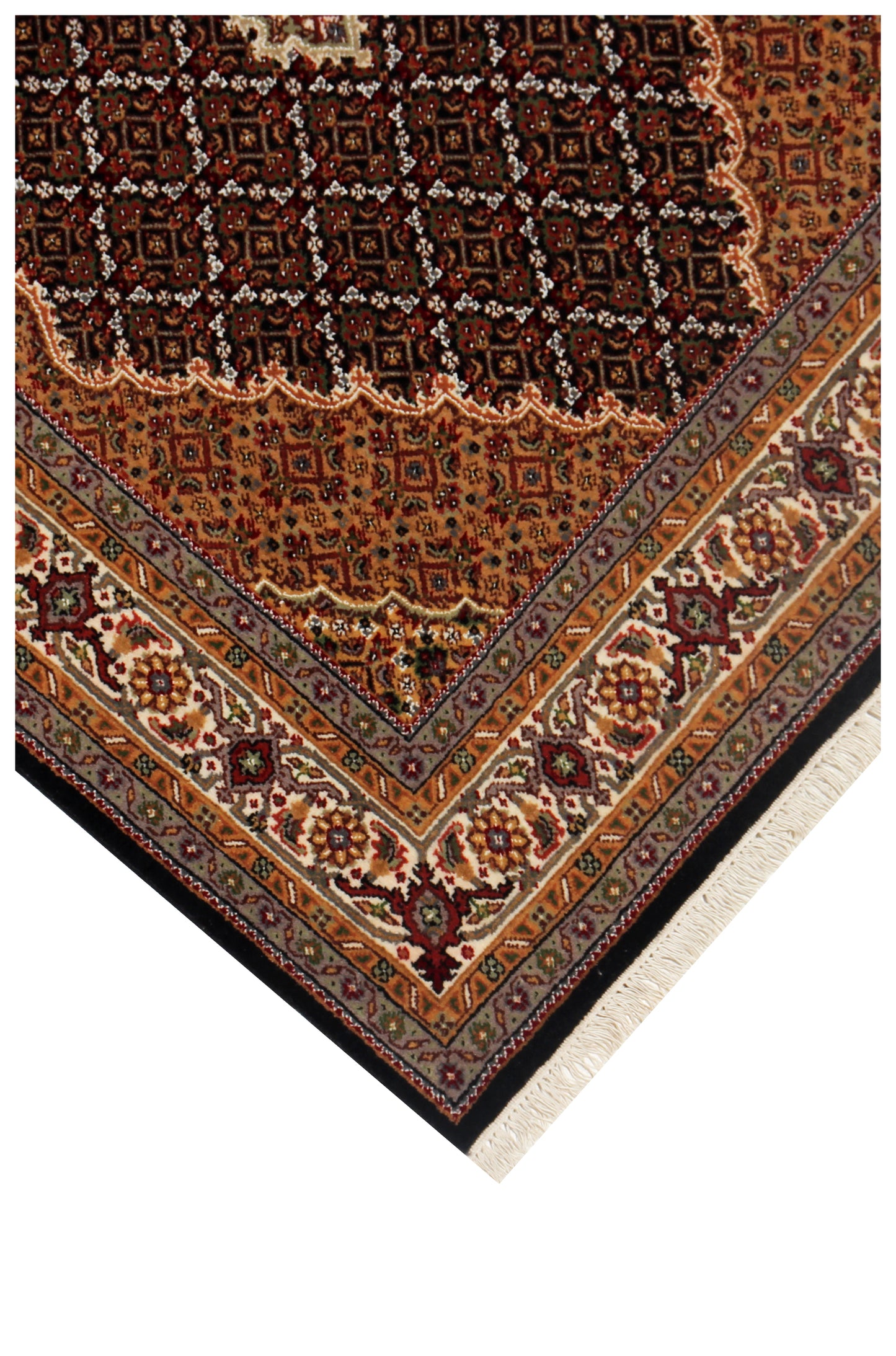 Traditional Heriz 5x8 Hand Knotted Wool Rug – Brown, Rust, Ivory & Gold Medallion Design