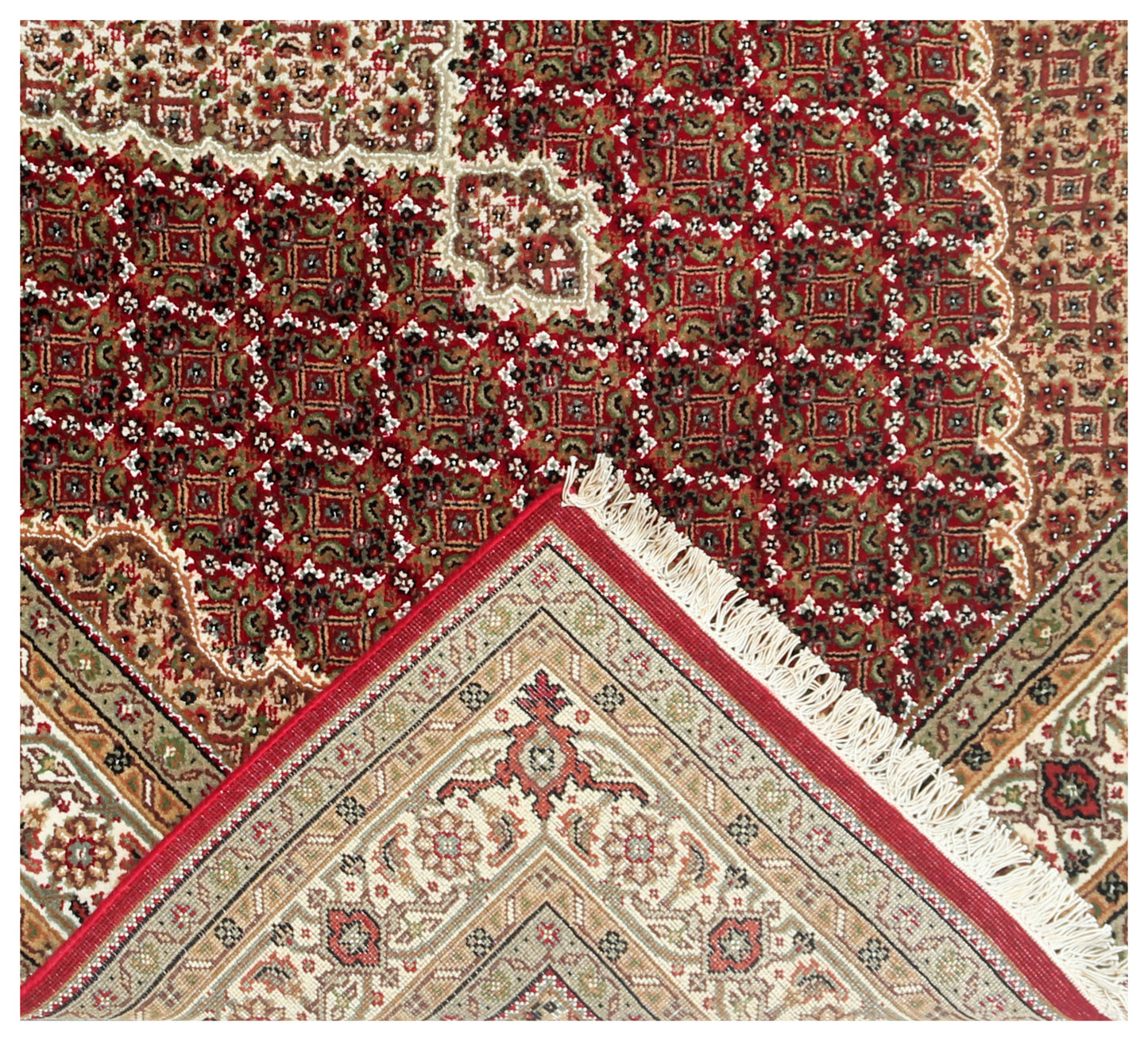 Traditional Heriz 5x8 and 6x9 Fine Hand-Knotted Wool Area Rug – Ivory, Brown, Rust & Gold Medallion Design