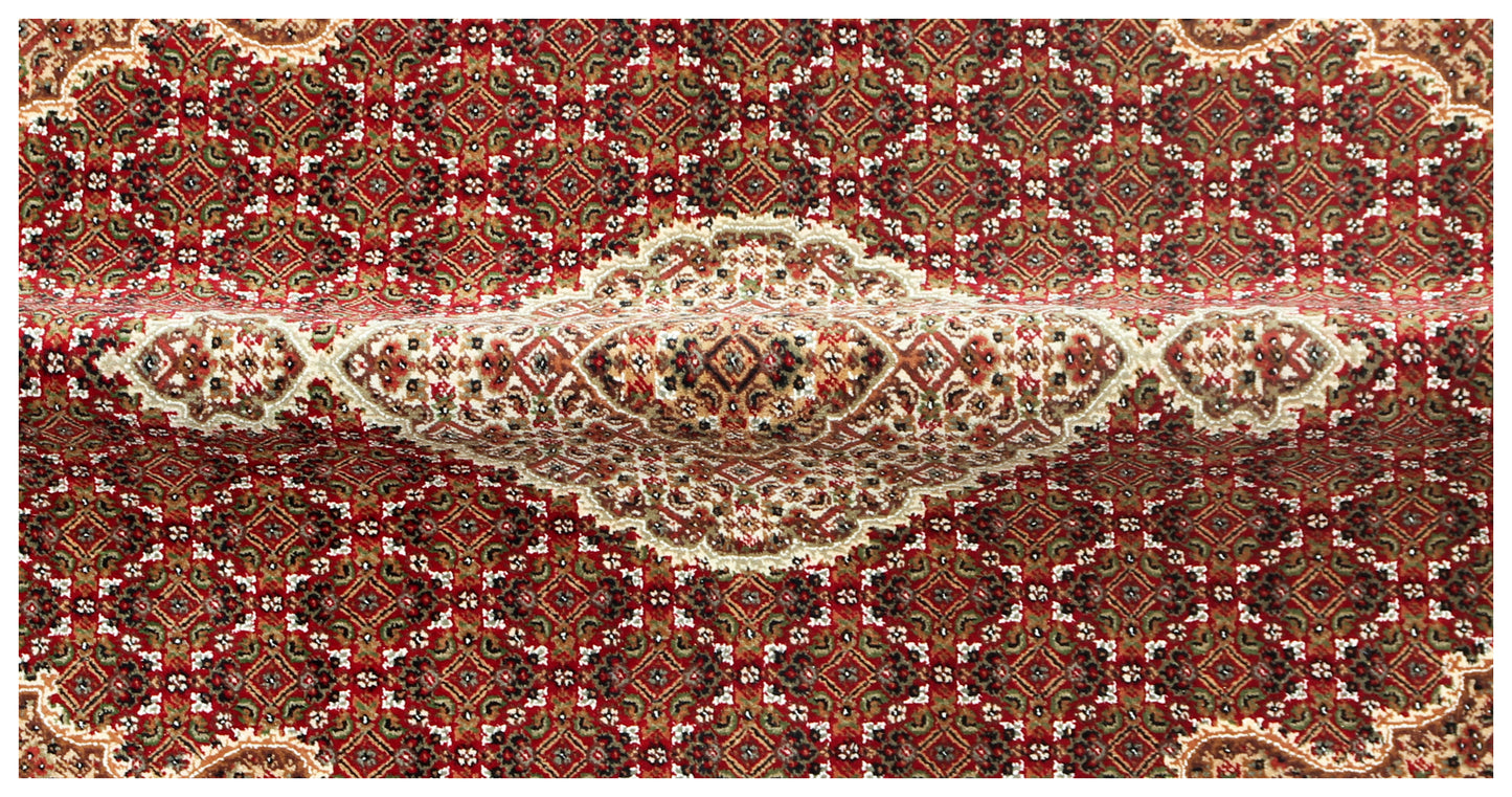 Traditional Heriz 5x8 and 6x9 Fine Hand-Knotted Wool Area Rug – Ivory, Brown, Rust & Gold Medallion Design