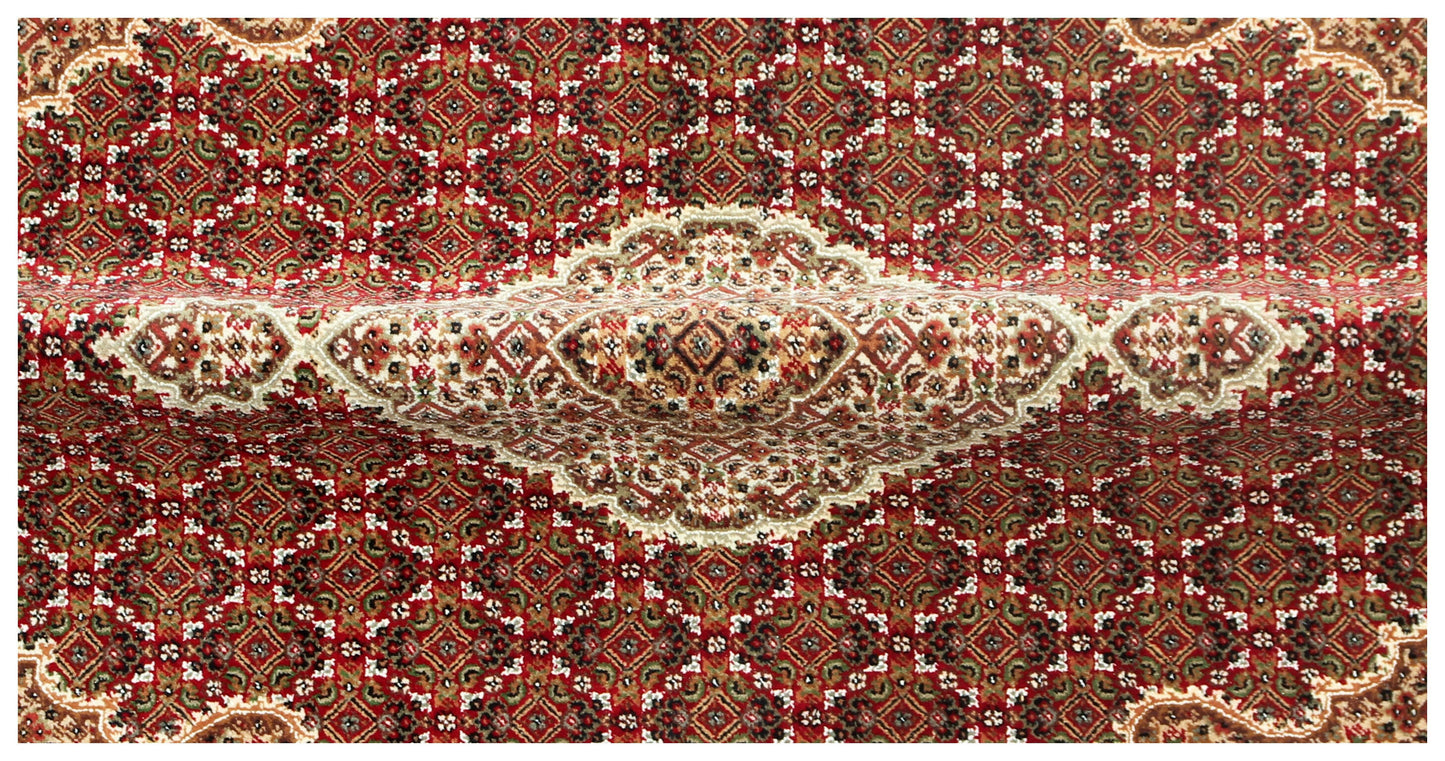 Traditional Heriz 5x8 and 6x9 Fine Hand-Knotted Wool Area Rug – Ivory, Brown, Rust & Gold Medallion Design.