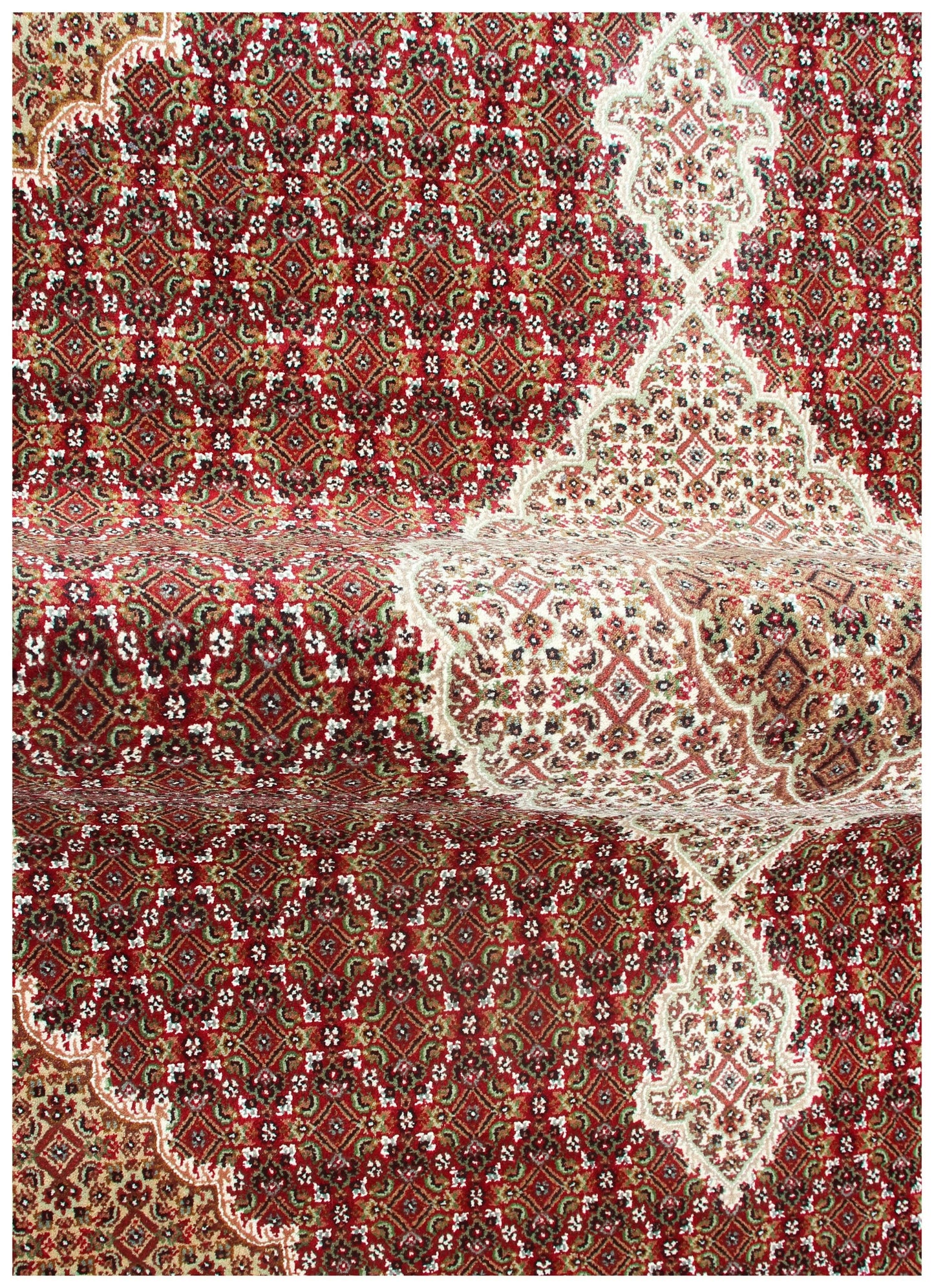 Premium look Ivory, Brown and Gold Traditional Heriz Hand knotted medallion design custom made wool area rug.