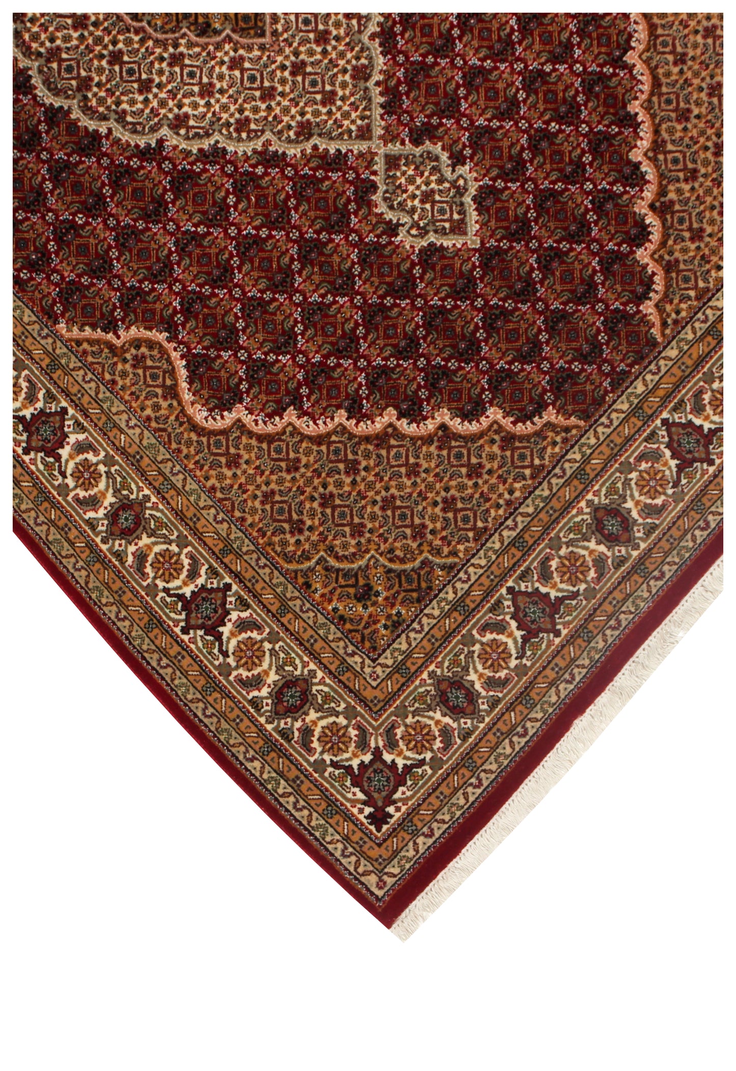 Traditional Heriz 5x8 and 6x9 Fine Hand-Knotted Wool Area Rug – Ivory, Brown, Rust & Gold Medallion Design