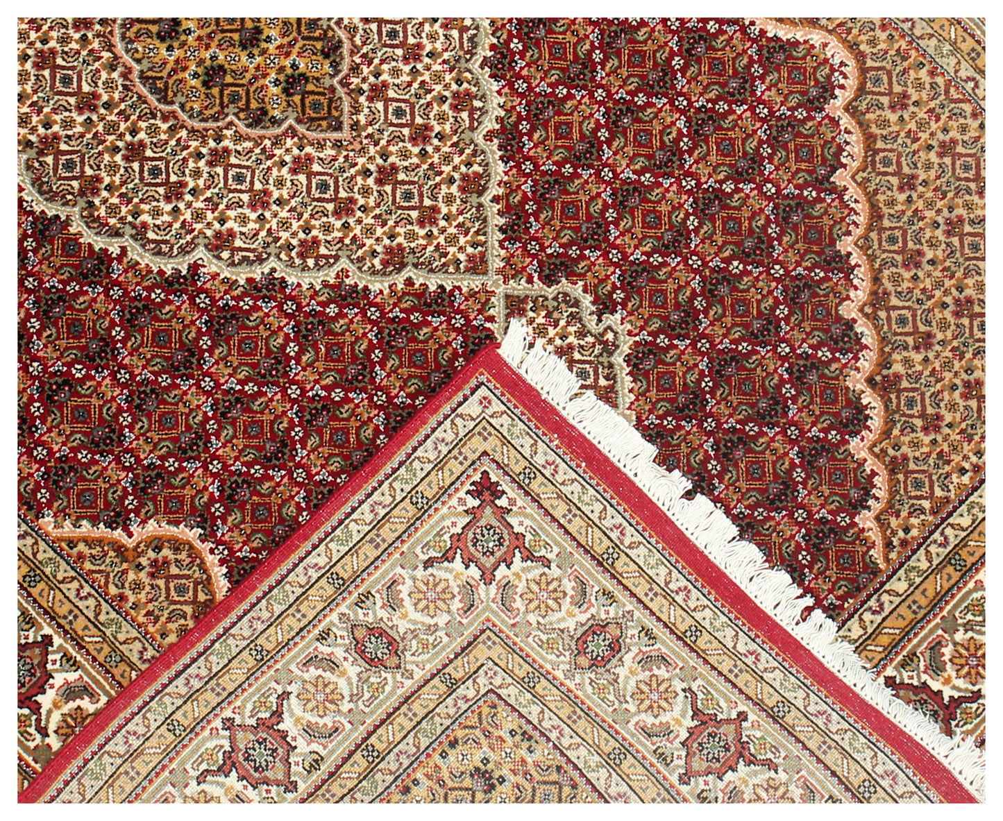 Traditional Heriz 5x8 and 6x9 Fine Hand-Knotted Wool Area Rug – Ivory, Brown, Rust & Gold Medallion Design