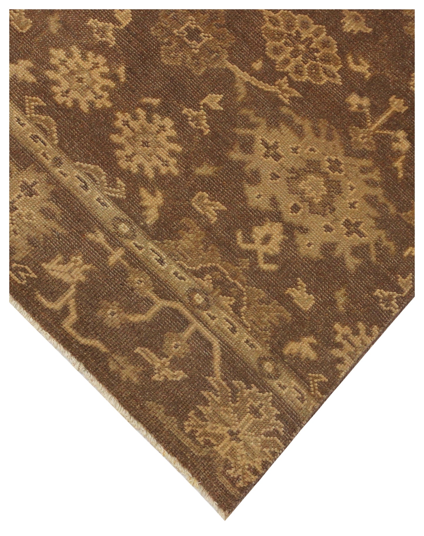 Hand Knotted Vintage Antique Brown Beige 4x6 Wool Area Rug - Oriental Oushak Floral