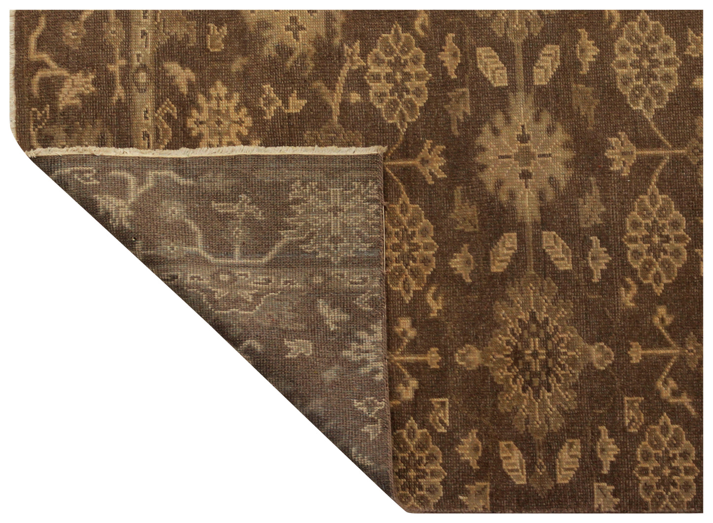 Hand Knotted Vintage Antique Brown Beige 4x6 Wool Area Rug - Oriental Oushak Floral