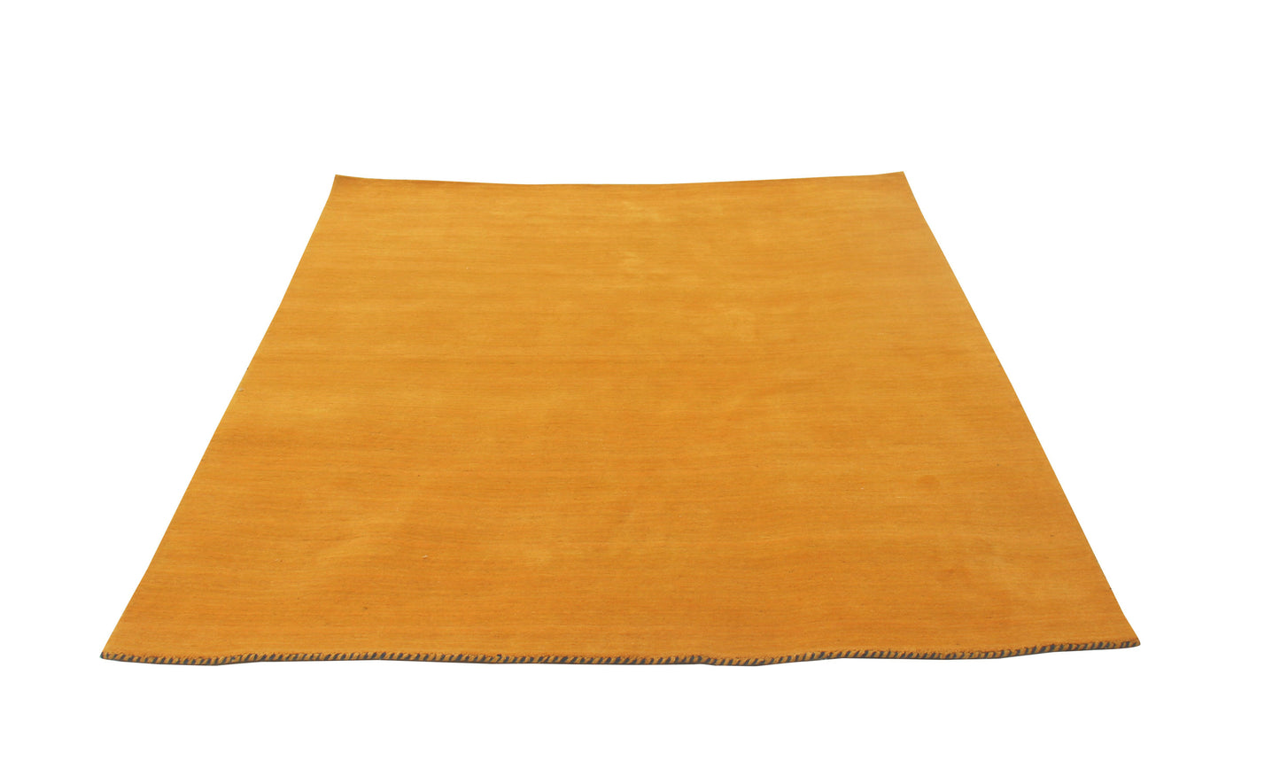 Modern Solid Gold Custom made Handloom wool area rug.