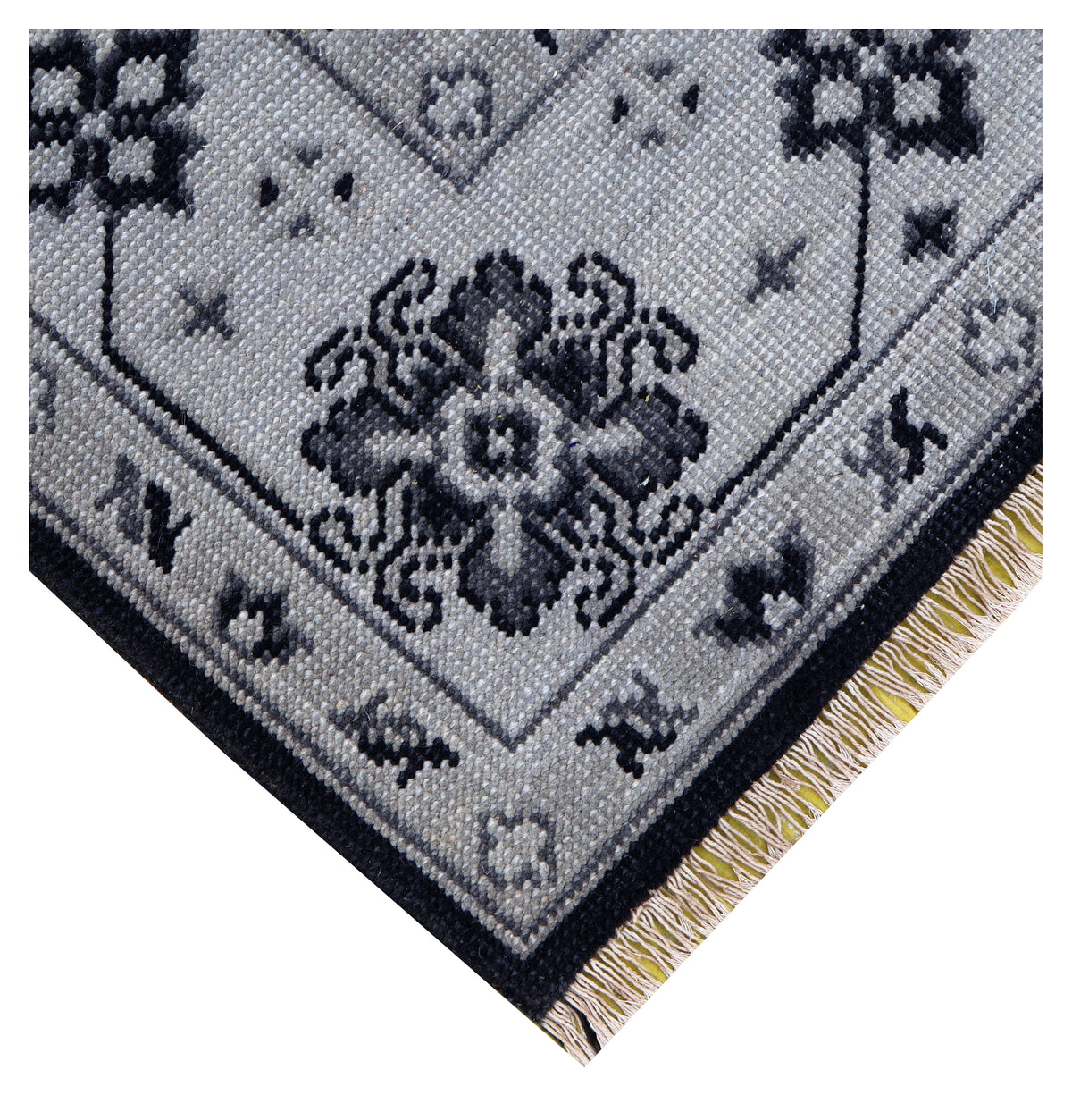 Navy Ivory Geometric Kazak Tribal Sunburst Wool Hand Knotted Traditional 8x10 Area Rug