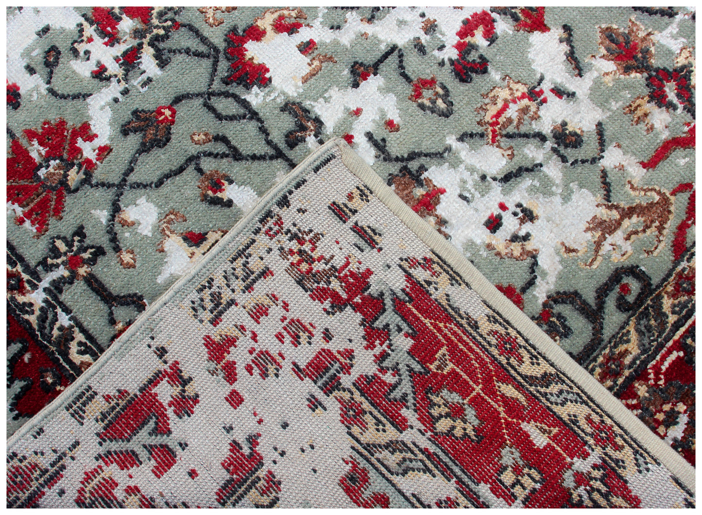 Vintage Antique Hand Knotted Persian 7.6x10 Area Rug - Grey Red Rust Wool Viscose Floral Distressed