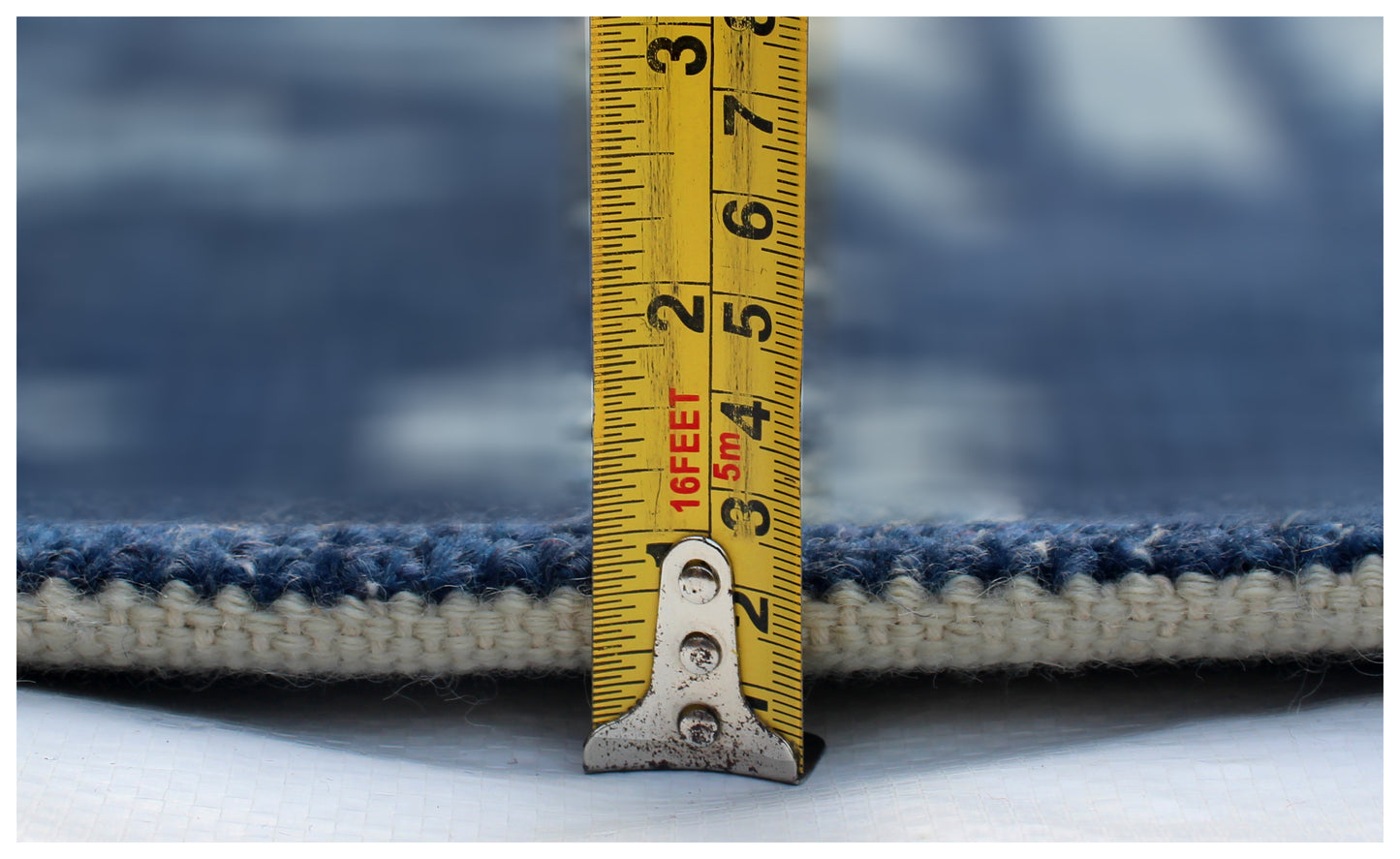 Vintage Antique 8x9.5 Navy Blue Turquoise Wool Viscose Persian Area Rug - Hand Knotted Geometric Tile Distressed