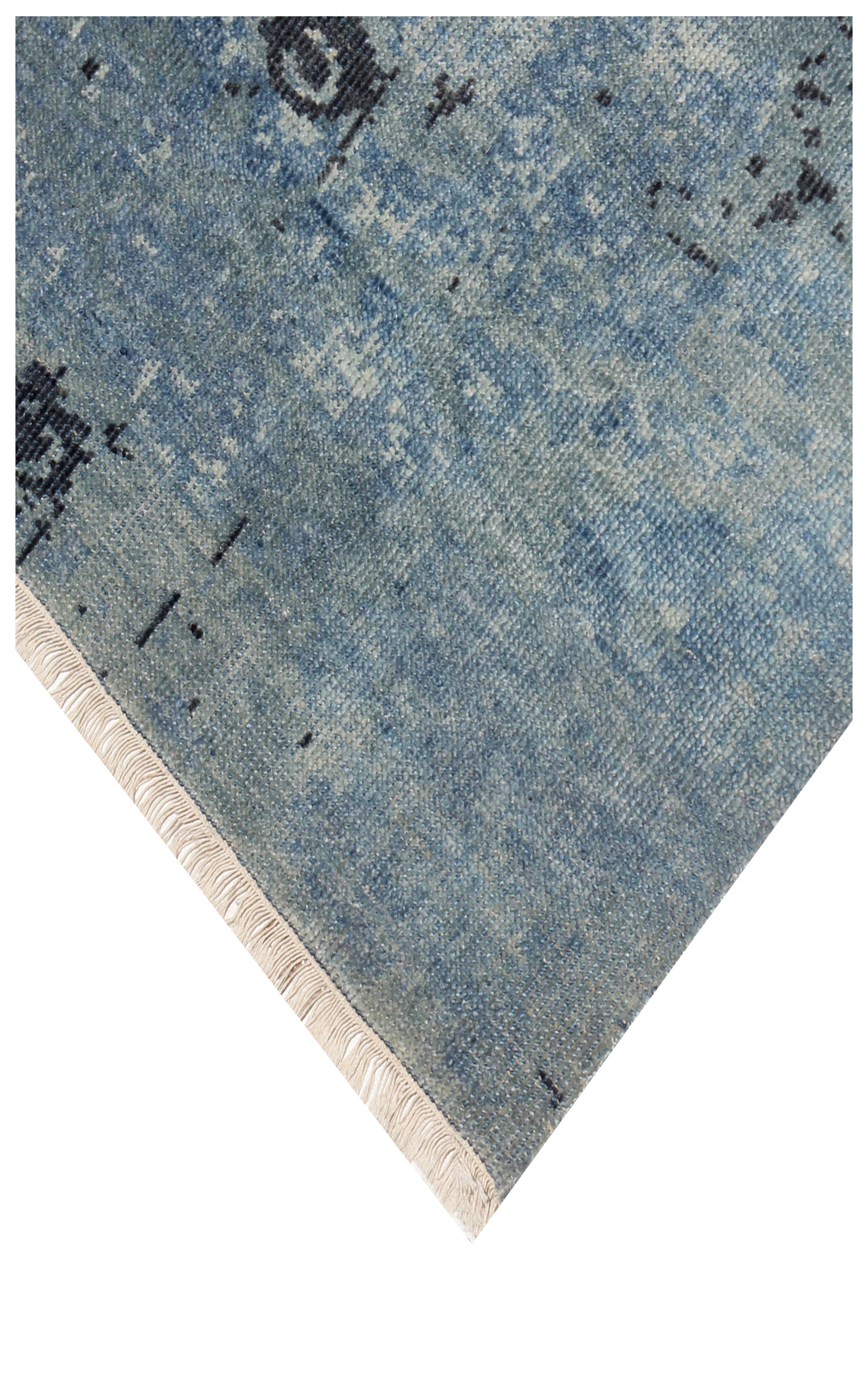 Modern Abstract Blue, Beige and Charcoal Hand Knotted 8x10 Wool Area Rug