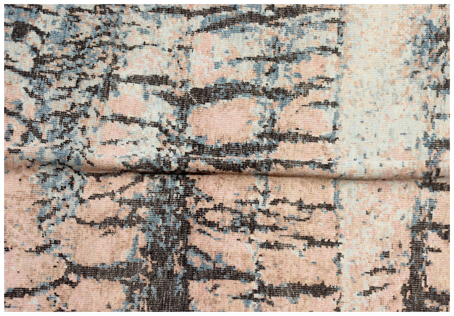 Earth Tone Rock Crack Design Modern Abstract 8x9.6 Hand Knotted Wool Rug